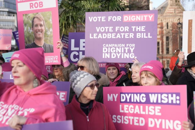 Pro-assisted dying protesters outside Parliament