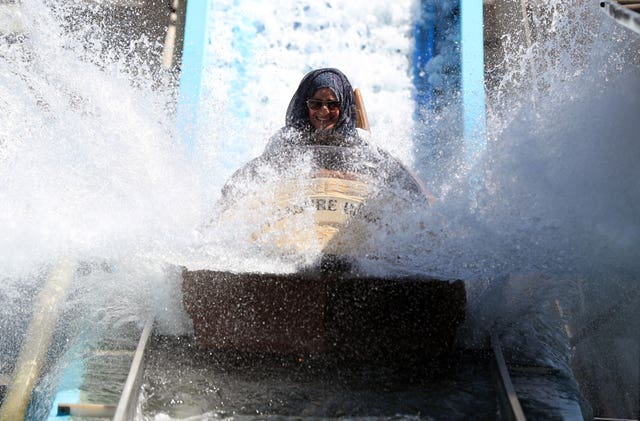 People enjoy the log flume ride at Skegness Pleasure Beach