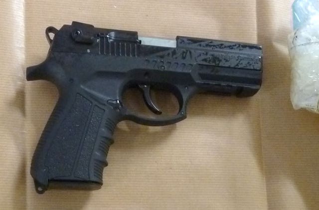 One of the firearms discovered after the car was searched