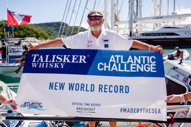 Frank Rothwell, 70, from Oldham, who has become the oldest person to row 3,000 miles unassisted across the Atlantic 