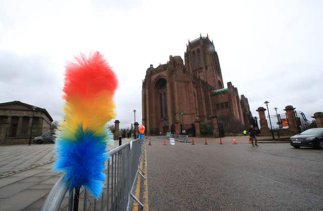 A tickling stick shows the way to the cathedral (Peter Byrne/PA)