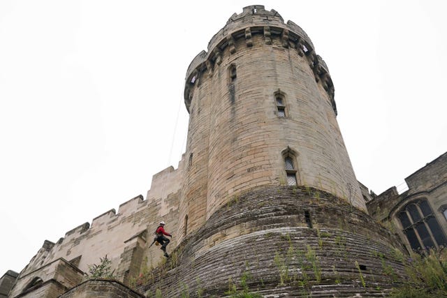 Warwick Castle seen from below