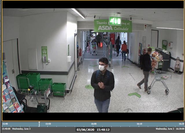 Danyal Hussein in Asda in Colindale where he purchased a knife block