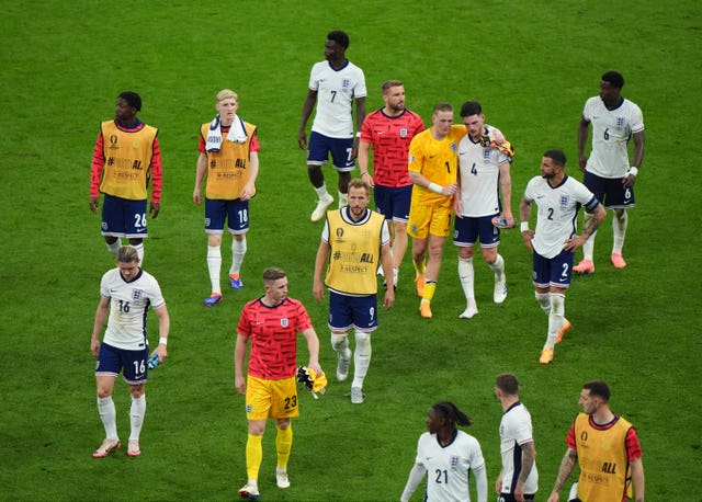 England players walking off the pitch against Denmark