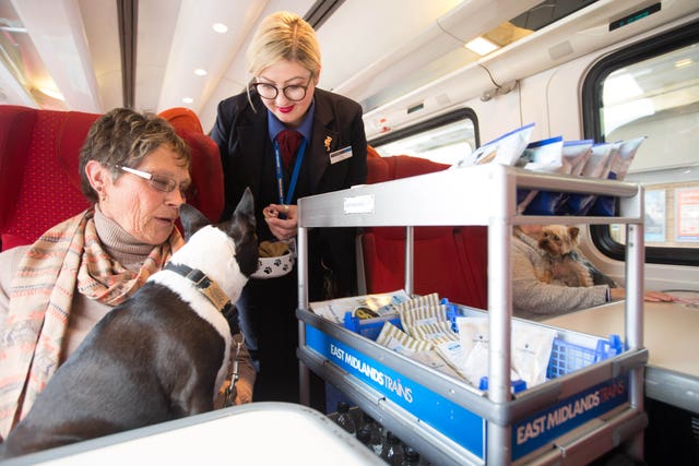 A dog gets an East Midlands Trains treat