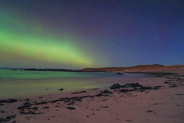 The northern lights over the Hebrides in Scotland 