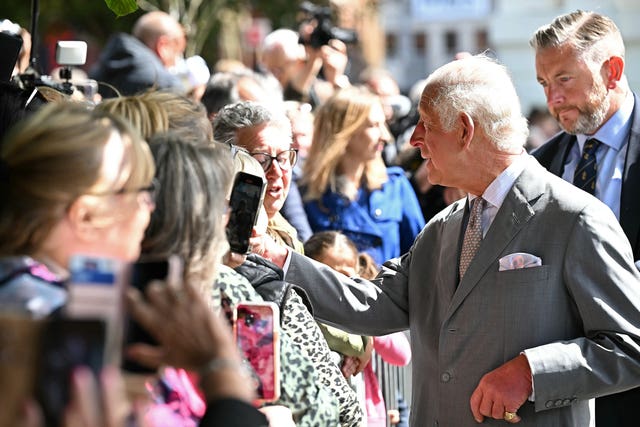 The King met well-wishers outside Southport Town Hall 