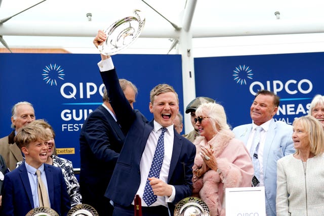 George Boughey celebrates following Cachet's 1000 Guineas success