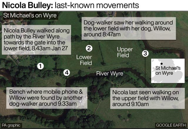 Nicola Bulley: last-known movements 