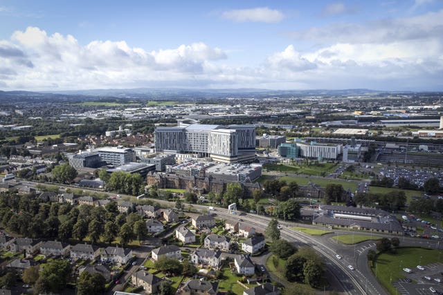 View from above of the Queen Elizabeth University Hospital campus in Glasgow