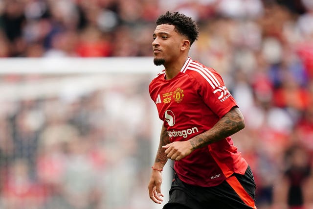 Jadon Sancho in action for Manchester United in the FA Community Shield at Wembley