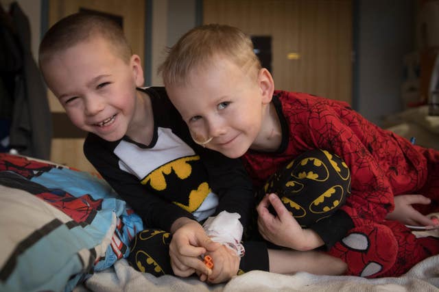 Brothers, four-year-old Ollie (right) and Finley Cripps, six, after Finley donated his stem cells to his brother who was diagnosed with acute myeloid leukaemia