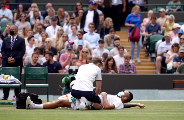 Nick Kyrgios receives a medical time out