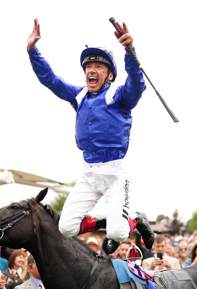 Frankie Dettori with his famous flying dismount at York