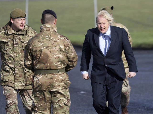 Boris Johnson meets troops in Northern Ireland