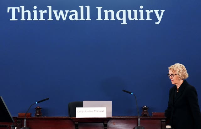 Chairwoman of the inquiry Lady Justice Thirlwall 