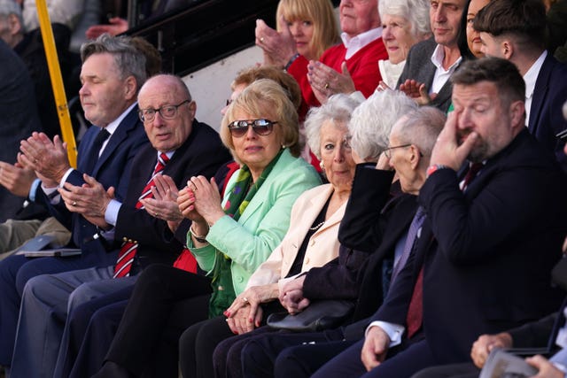 Jimmy Murphy’s family including son Jim (second left) and daughters Anne (centre) and Pat at the unveiling