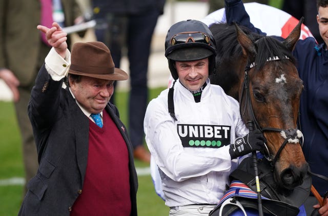 Nicky Henderson and Nico de Boinville with Constitution Hill 