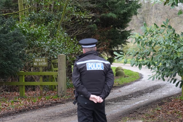 A police officer on duty at the Sandringham Estate in Norfolk