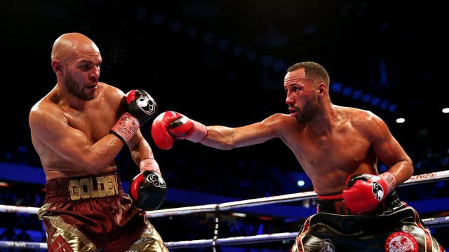 James DeGale, right, in action against Caleb Truax 