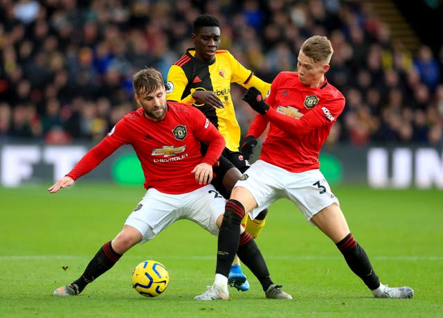 Manchester United’s Luke Shaw (left) and Scott McTominay