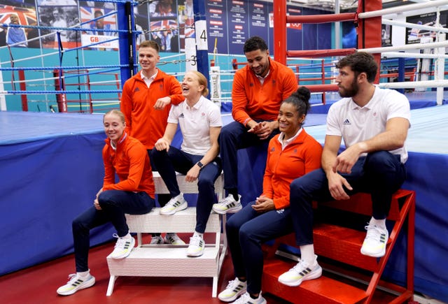 Team GB's Charley Davison, Lewis Richardson, Rosie Eccles, Delicious Orie, Chantelle Reid and Pat Brown, left to right, at the Olympic team announcement