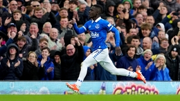 Everton’s Idrissa Gueye celebrates his goal against Brentford (Peter Byrne/PA).