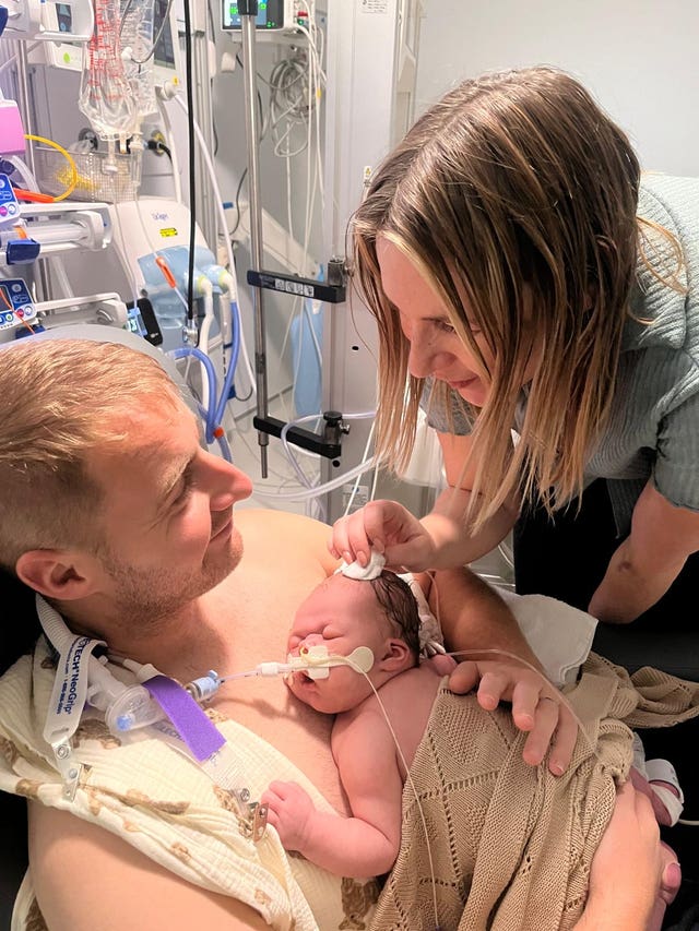 Thomas and Victoria Gillibrand and their baby