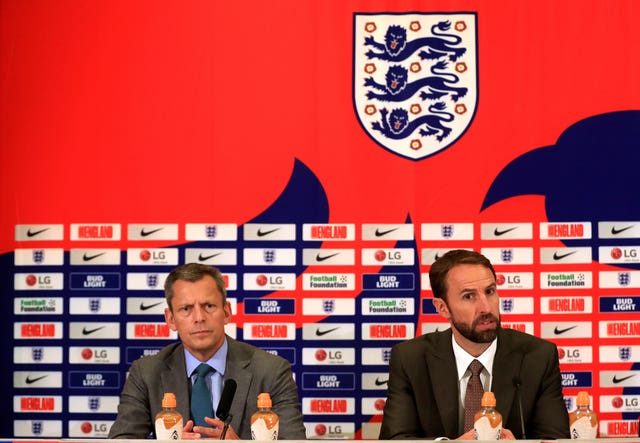 FA chief executive Martin Glenn (left) and England manager Gareth Southgate (right) both have high hopes for the national team's future.