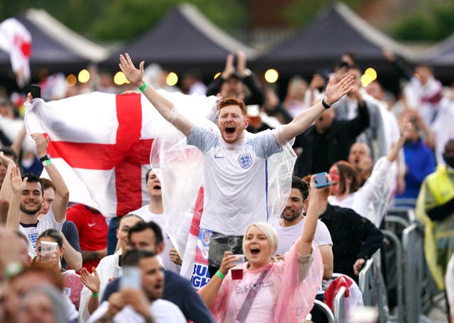 England fans celebrate in Manchester 