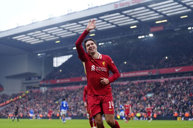 Federico Chiesa celebrates scoring his first Liverpool goal 