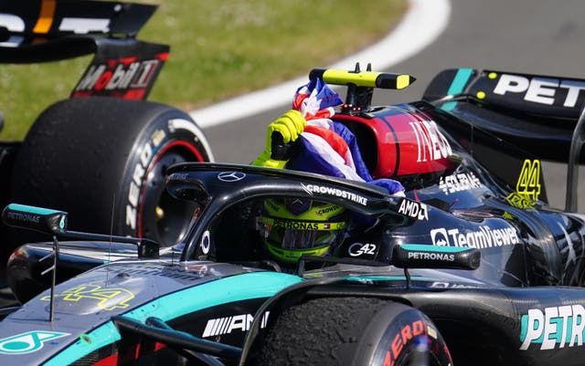 Lewis Hamilton celebrates his ninth win at the British Grand Prix