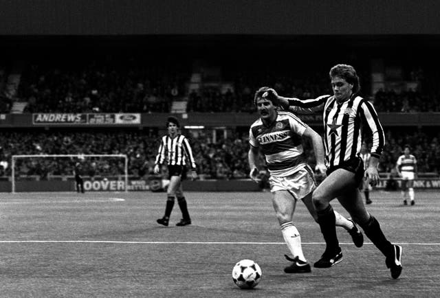 Newcastle's Paul Gascoigne in action on QPR's artificial surface