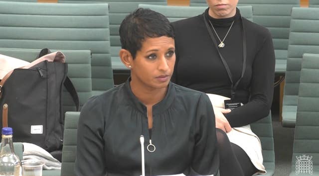 Broadcaster Naga Munchetty said she had been told to “suck it up” in relation to gynaecological issues  since she was a teen (House of Commons/UK Parliament/PA)