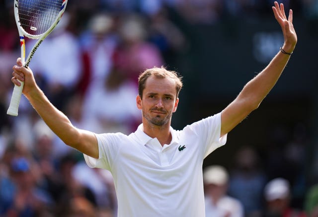 Daniil Medvedev celebrates winning 