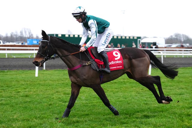 L’Homme Presse was third at Kempton on Boxing Day