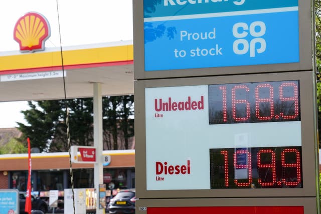 Fuel prices at a forecourt