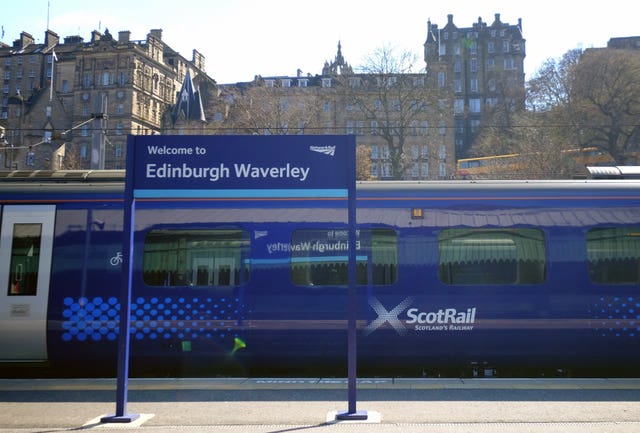 A ScotRail train at Edinburgh Waverley station