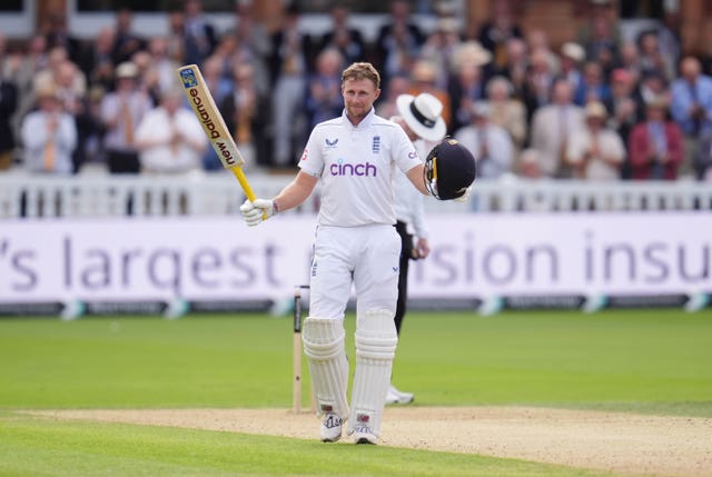 Joe Root celebrates his century during the second Test against Sri Lanka at Lord’s last August