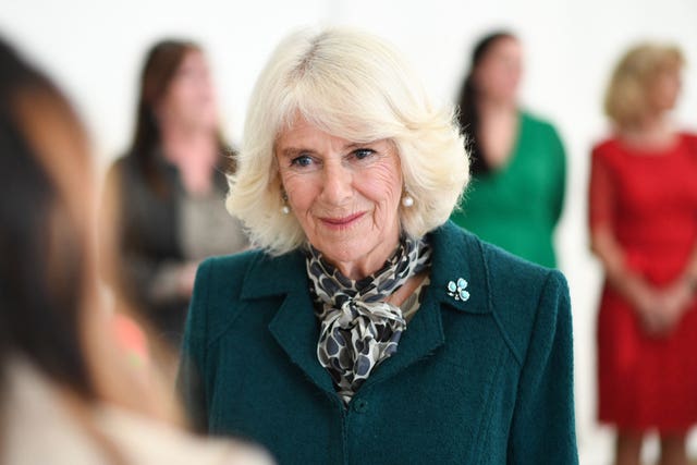 The Duchess of Cornwall during a visit to the Belfast & Lisburn Women’s Aid which supports those affected by domestic violence across Belfast and Lisburn. Tim Rooke/PA Wire