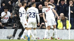 Micky van de Ven (right) celebrates scoring in Tottenham’s 3-1 win over Nottingham Forest (Nigel French/PA)