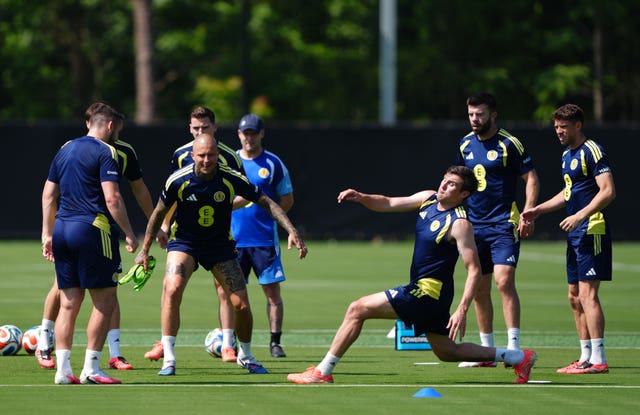 Scotland&rsquo;s Lyndon Dykes during training in Charlotte, North Carolina 