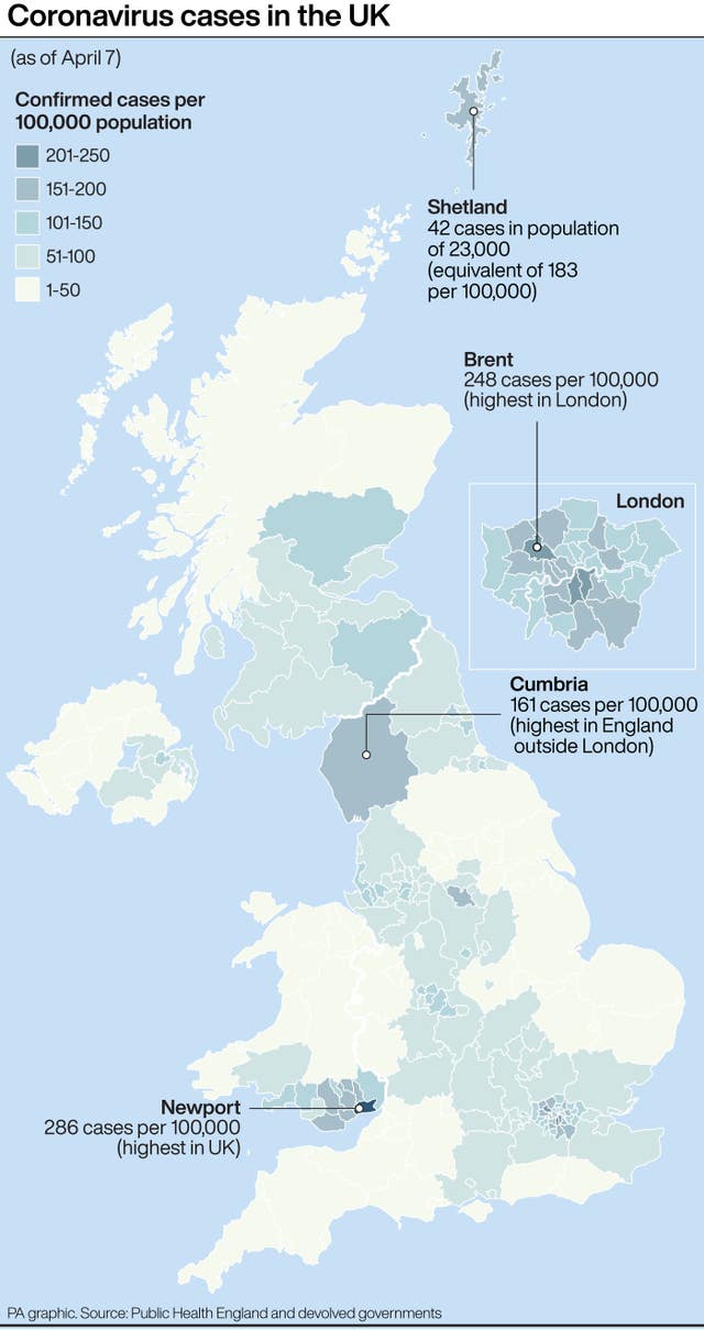 Coronavirus cases in the UK