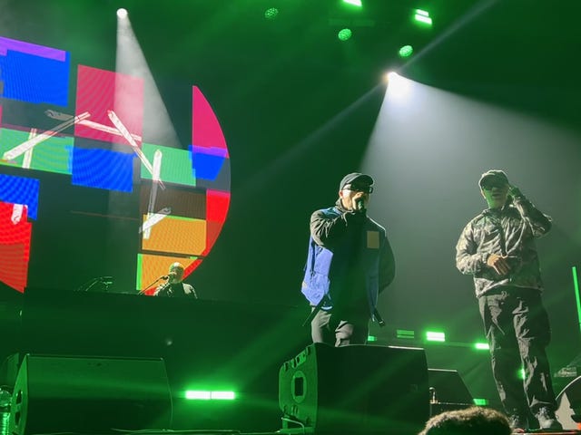 Kneecap performing at Wembley Arena in London in 2025