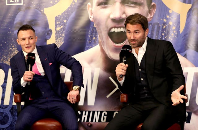 Eddie Hearn, right, has Warrington on course for a unification fight at Headingley