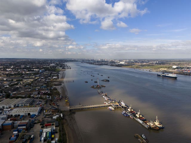 The River Thames from Gravesend looking west towards London