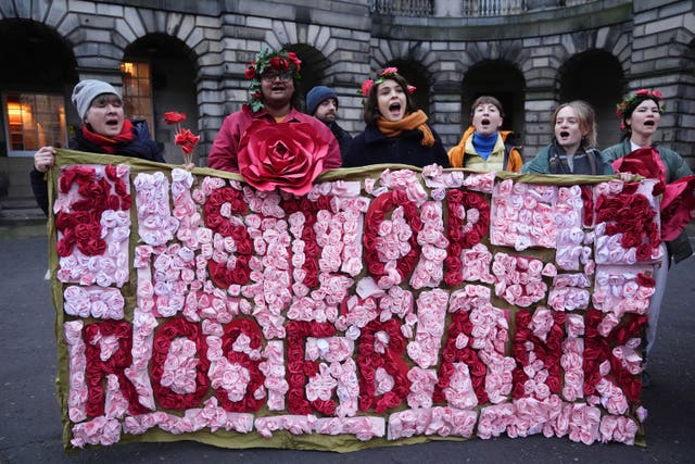 Climate activists during a demonstration against the Rosebank and Jackdaw fields