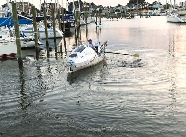 Niall Iain Macdonald has set off on his third solo rowing attempt across the North Atlantic Ocean (SAMH/PA)