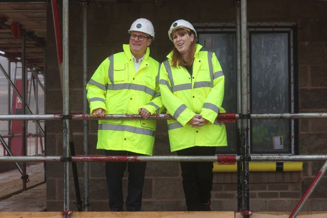 Prime Minister Sir Keir Starmer and Deputy Prime Minister Angela Rayner on a building site