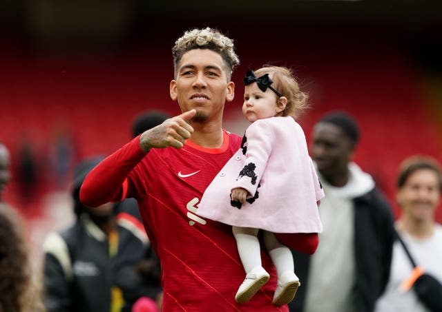 Liverpool’s Roberto Firmino walks the pitch after the Premier League match at Anfield, Liverpool 